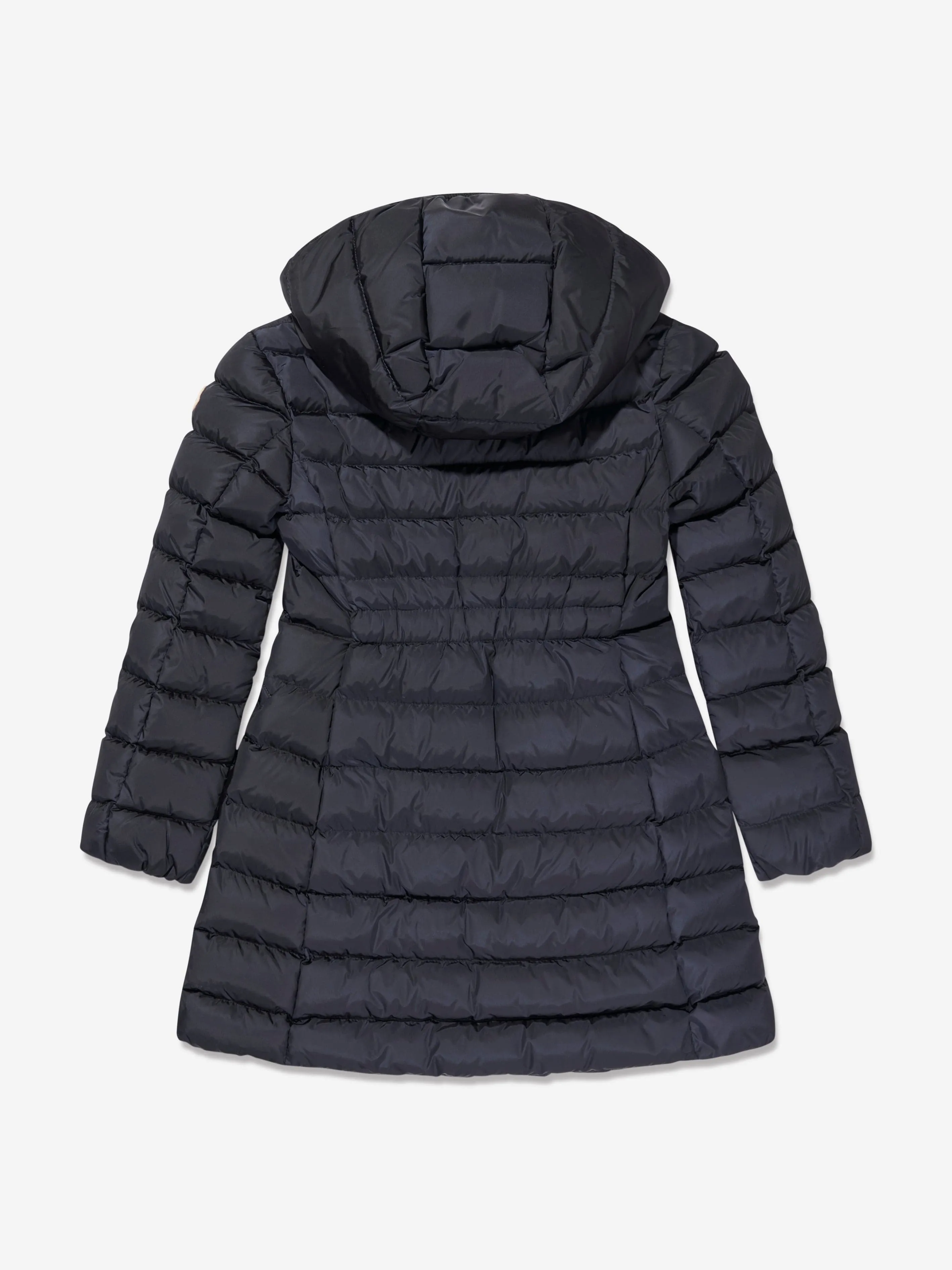 Moncler Enfant Girls Down Padded Charpal Long Coat in Navy