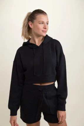 Mono B Lounge-to-Street Cropped Hoodie - Black