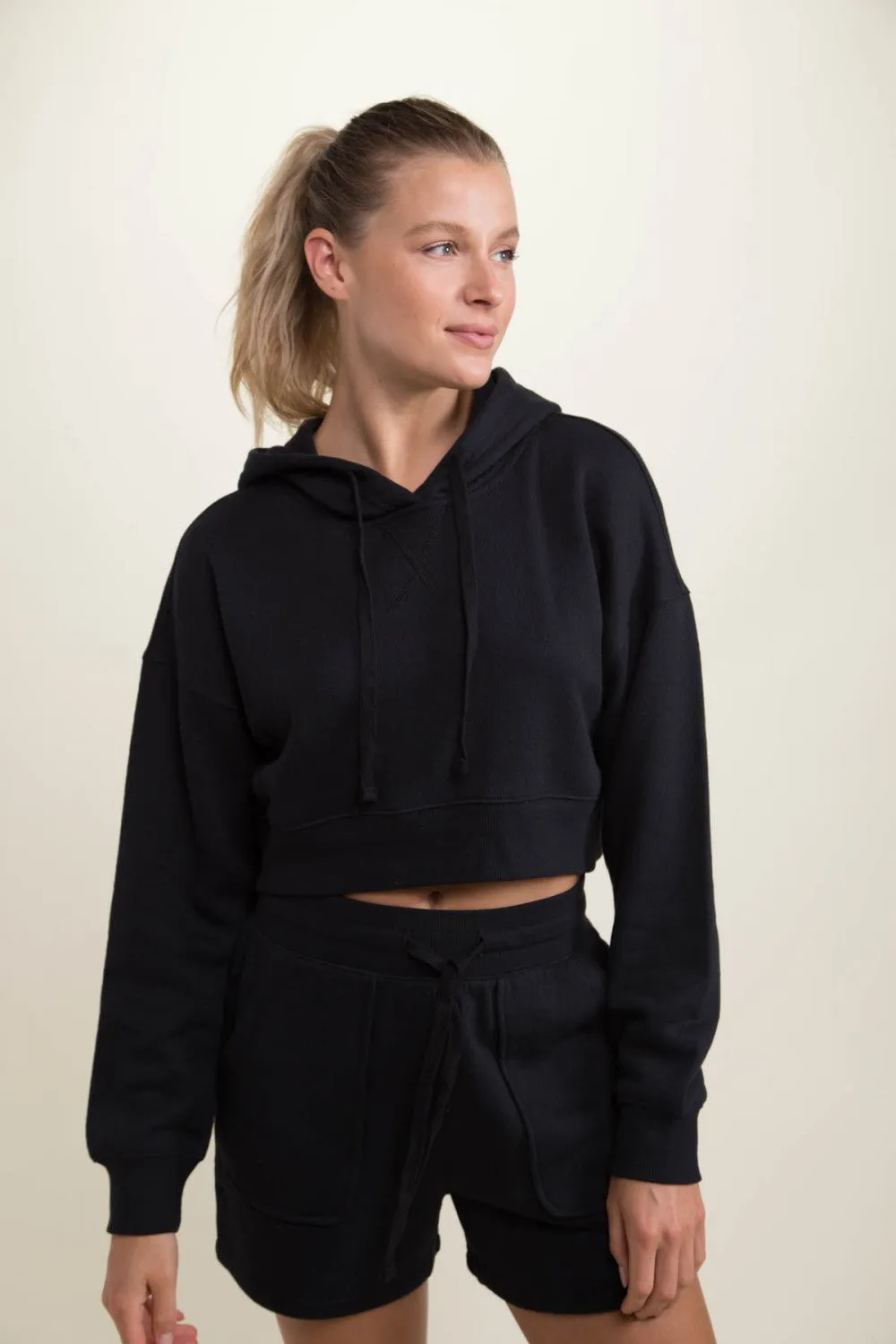 Mono B Lounge-to-Street Cropped Hoodie - Black