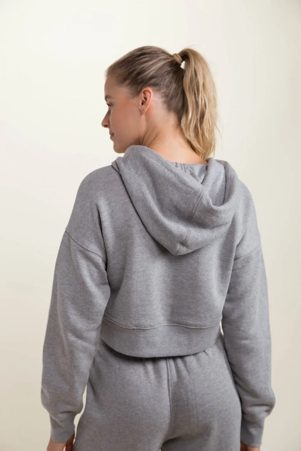 Mono B Lounge-to-Street Cropped Hoodie - Grey