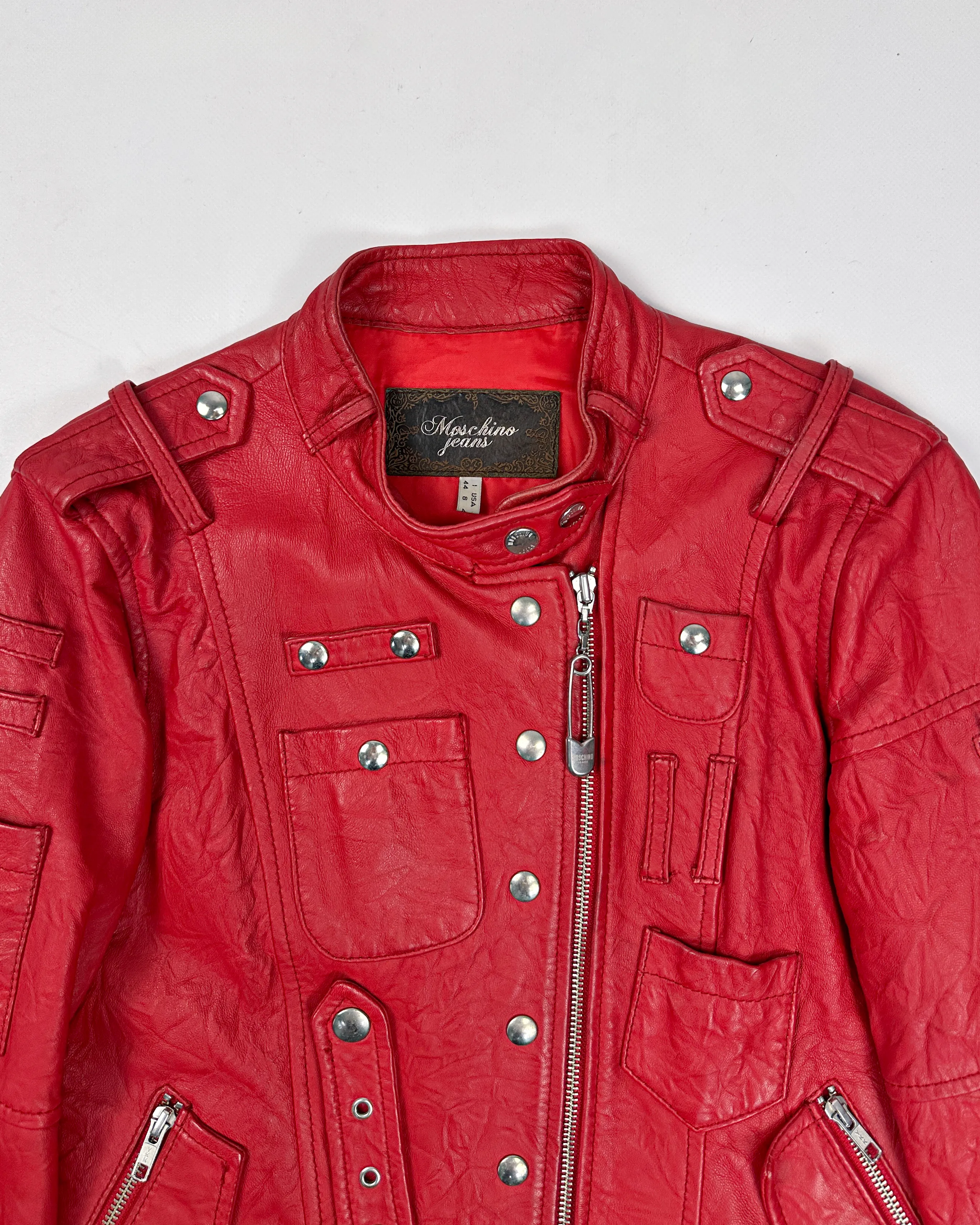 Moschino Bondage Red Leather Jacket  2000's