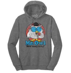 Mr. Owl Tootsie Pop How Many Licks Hooded Sweatshirt - Oxford Gray