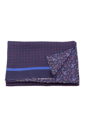 Navy Blue Polka Dots & Paisley Reversible Scarf