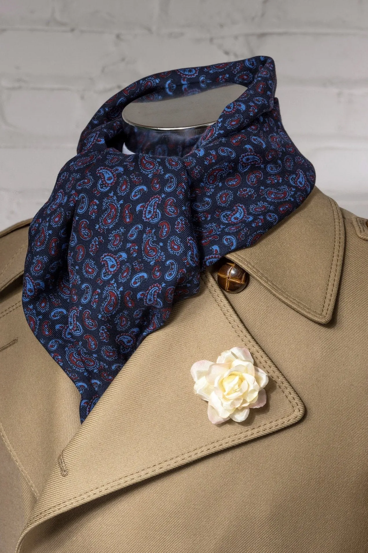 Navy Blue Polka Dots & Paisley Reversible Scarf