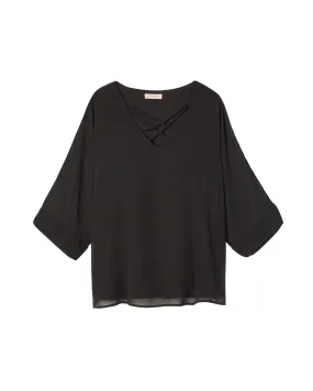 Nicole V-Neck Kimono Sleeve Blouse | Black