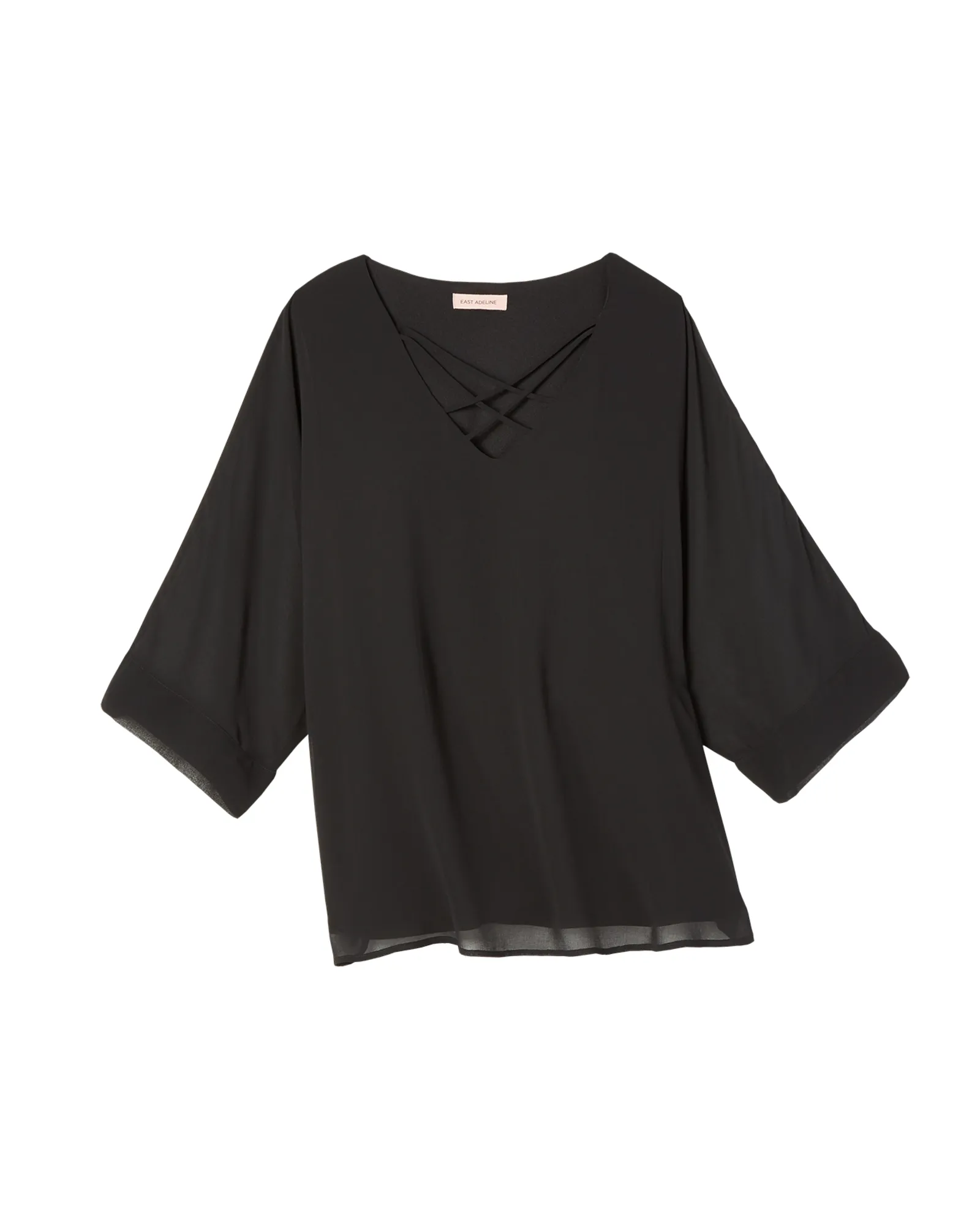 Nicole V-Neck Kimono Sleeve Blouse | Black