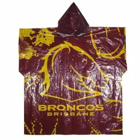 NRL Poncho - Brisbane Broncos - Plastic Rain Coat - Rugby League