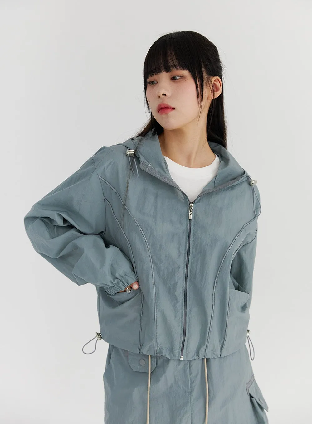 Nylon Long Sleeve Hooded Jacket CS327