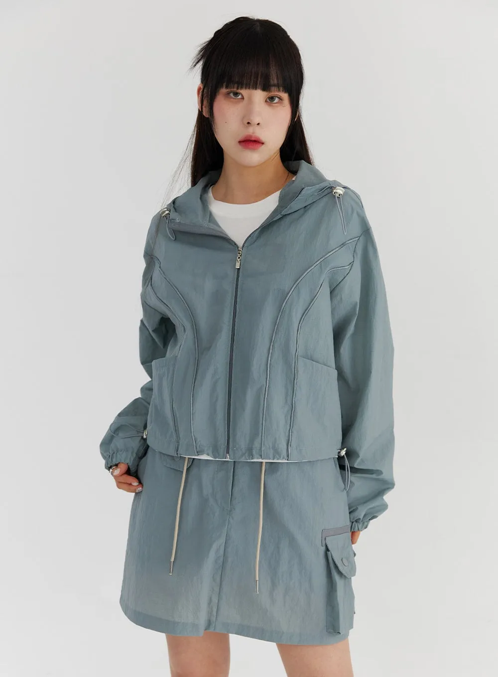 Nylon Long Sleeve Hooded Jacket CS327