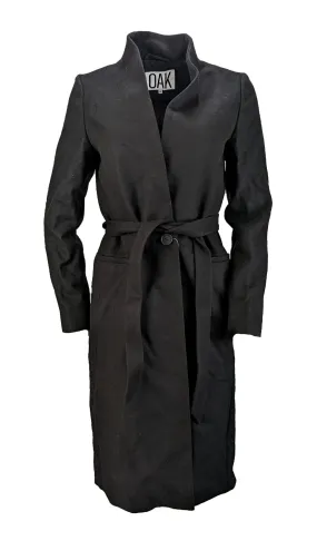 OAK NYC Women's Black Wool Blend Taiolored Overcoat Size X-Small NWT