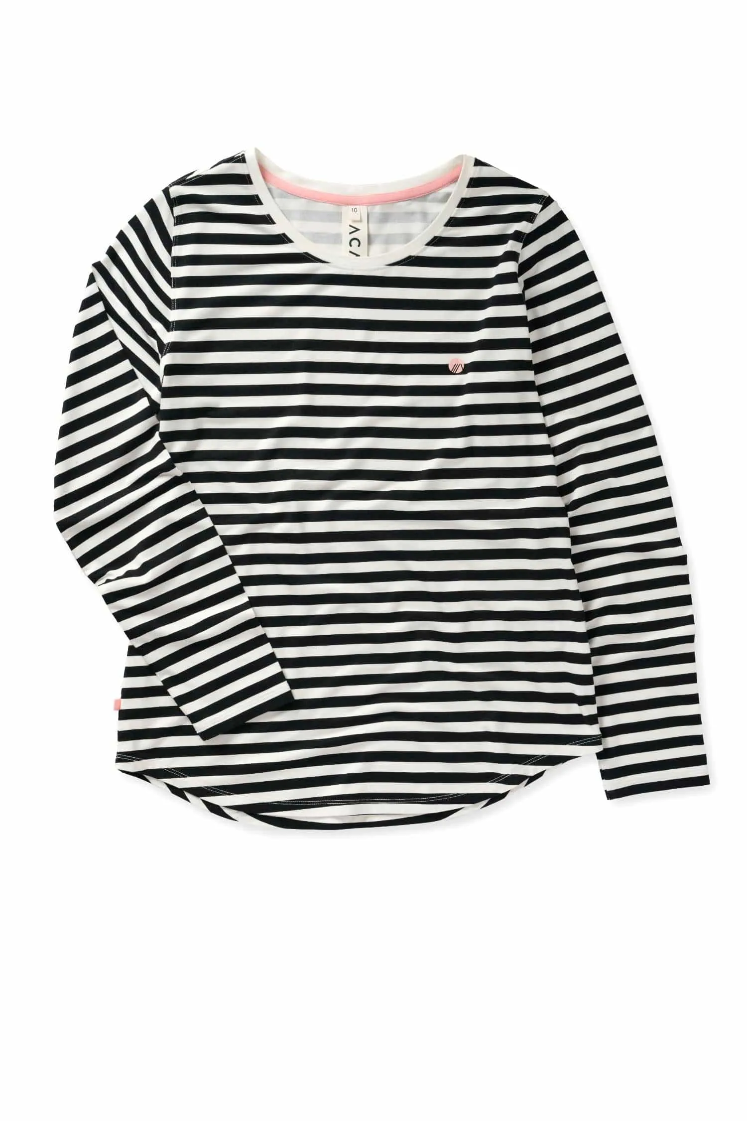 On The Go Bamboo Long Sleeve Tee - Black and White Stripe