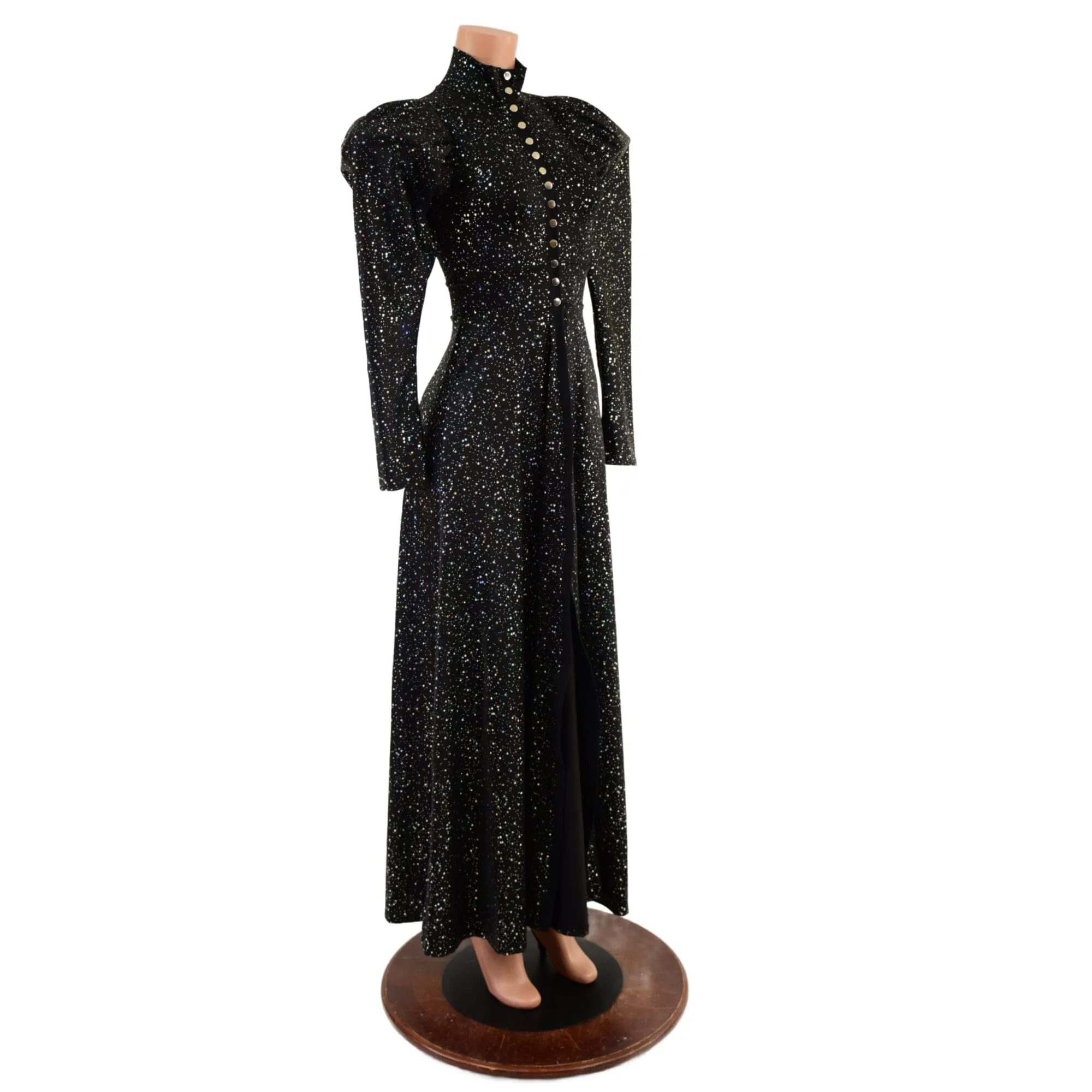 Open Fronted Full Length Gown with Victoria Sleeves and Breakaway Snaps