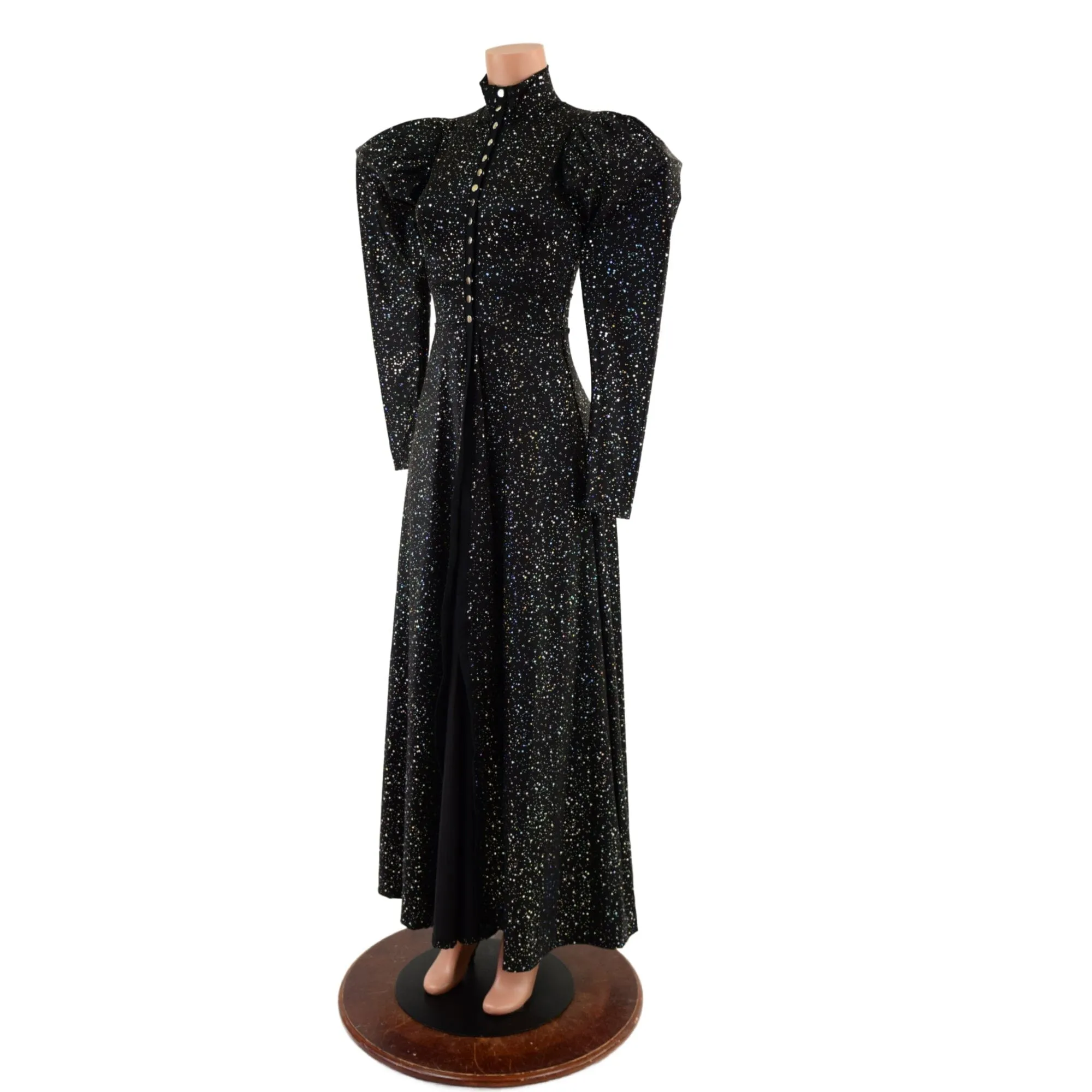 Open Fronted Full Length Gown with Victoria Sleeves and Breakaway Snaps