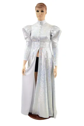 Open Fronted Full Length Gown with Victoria Sleeves and Silver Snaps