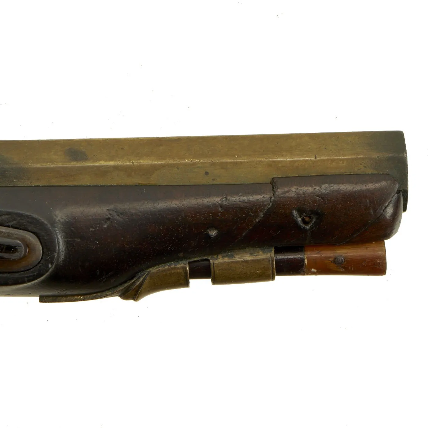 Original English Flintlock Overcoat Pistol with Octagonal Brass Barrel  - Circa 1775-1800