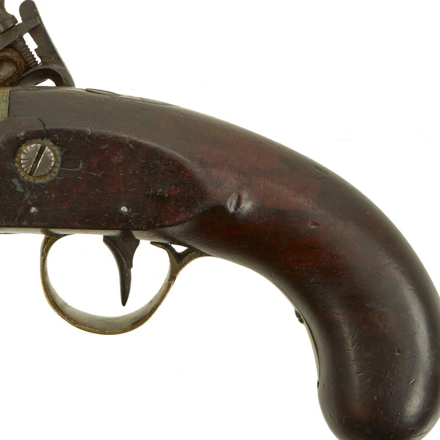 Original English Flintlock Overcoat Pistol with Octagonal Brass Barrel  - Circa 1775-1800