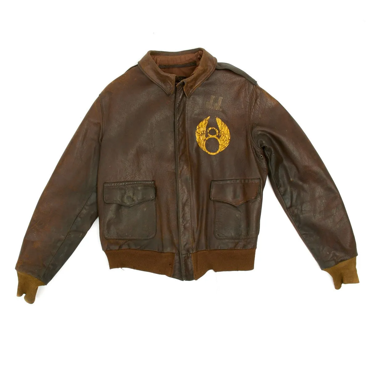 Original U.S. WWII B-17G Bomber BIG POISON 490BG Named A-2 Flight Jacket