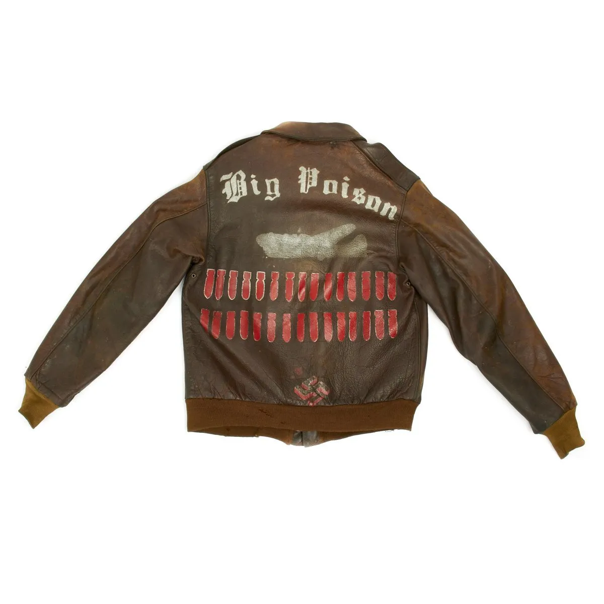 Original U.S. WWII B-17G Bomber BIG POISON 490BG Named A-2 Flight Jacket