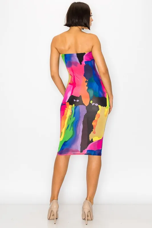 Painted Tube Multicolor Bodycon Dress