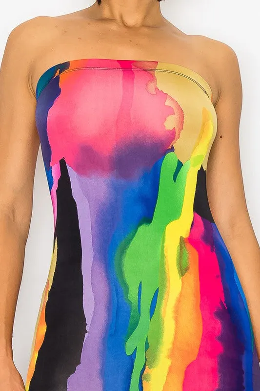 Painted Tube Multicolor Bodycon Dress