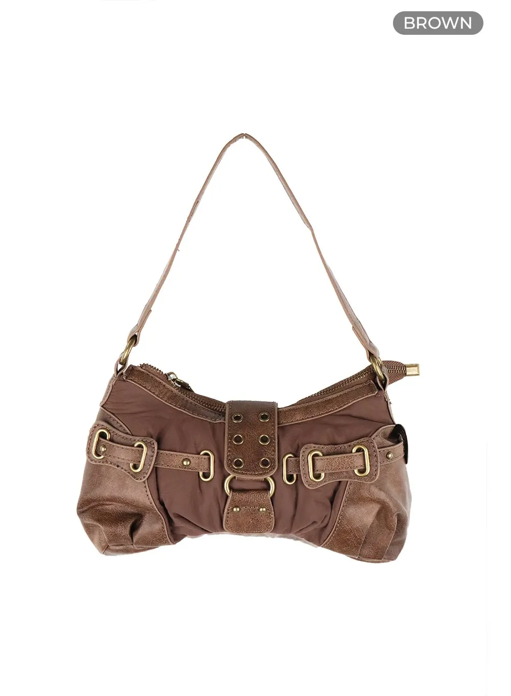 Patched Buckle Shoulder Bag OA426