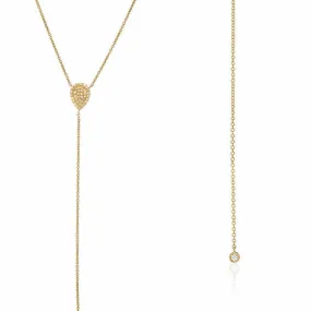 Pear and Bezel Lariat Necklace