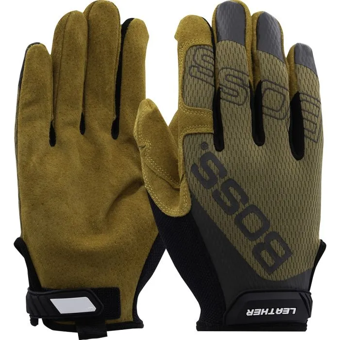 PIP Boss 120-ML1360T Premium Pigskin Leather Palm with Mesh Fabric Back Glove, 1 Pair