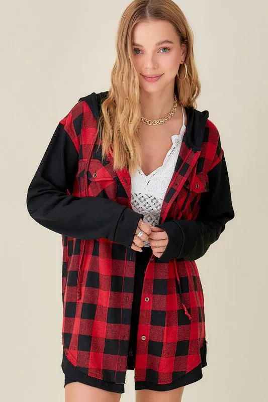 Plaid Hooded Shirt