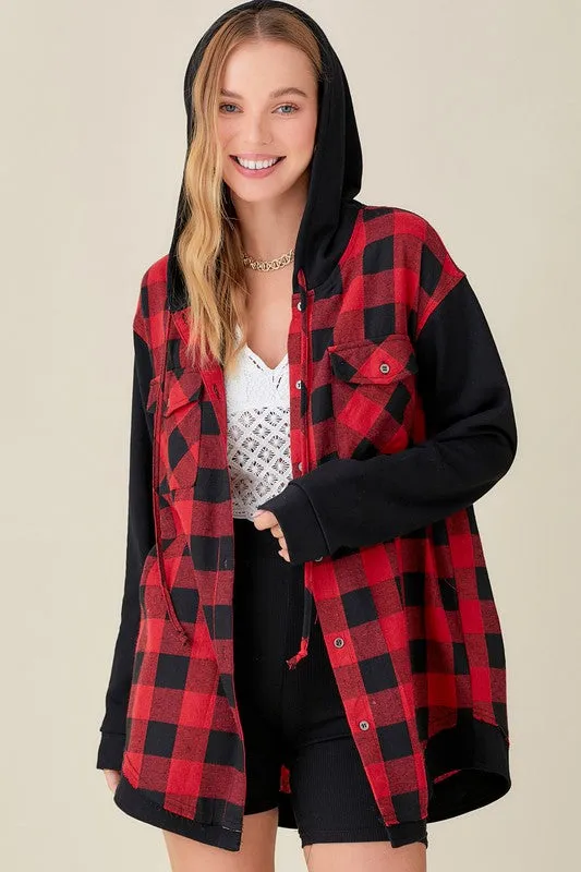 Plaid Hooded Shirt