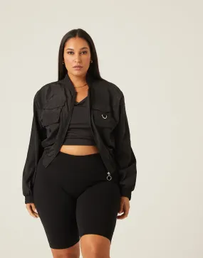 Plus Size Windbreaker Bomber Jacket