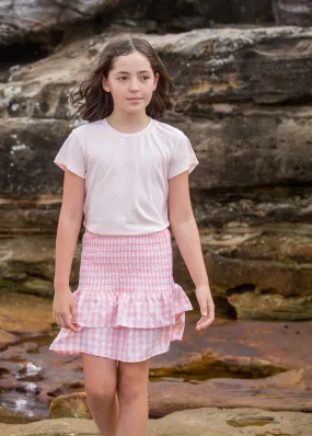 POSITANO SKIRT IN PEACH PINK AND WHITE