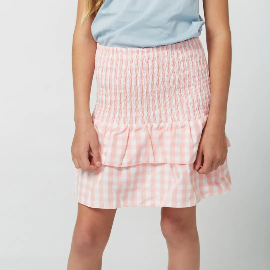 POSITANO SKIRT IN PEACH PINK AND WHITE