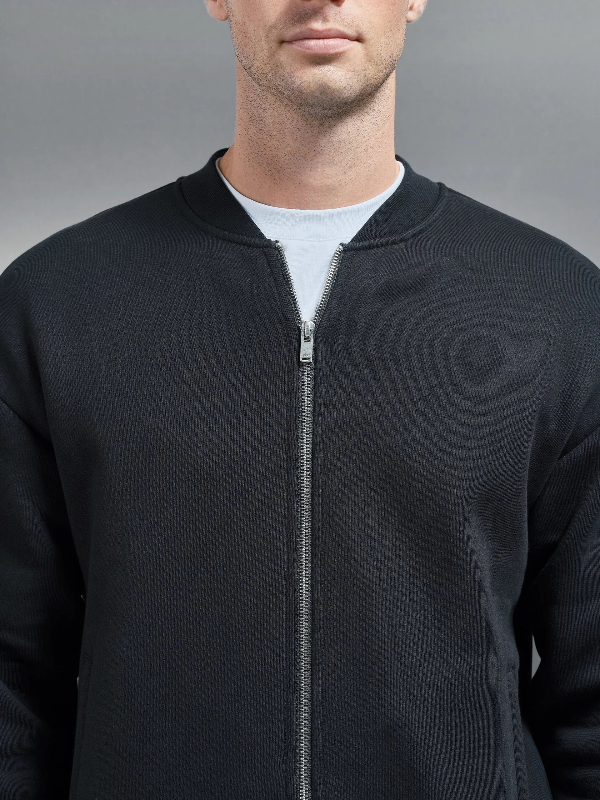 Relaxed Fit Bomber Jacket in Black