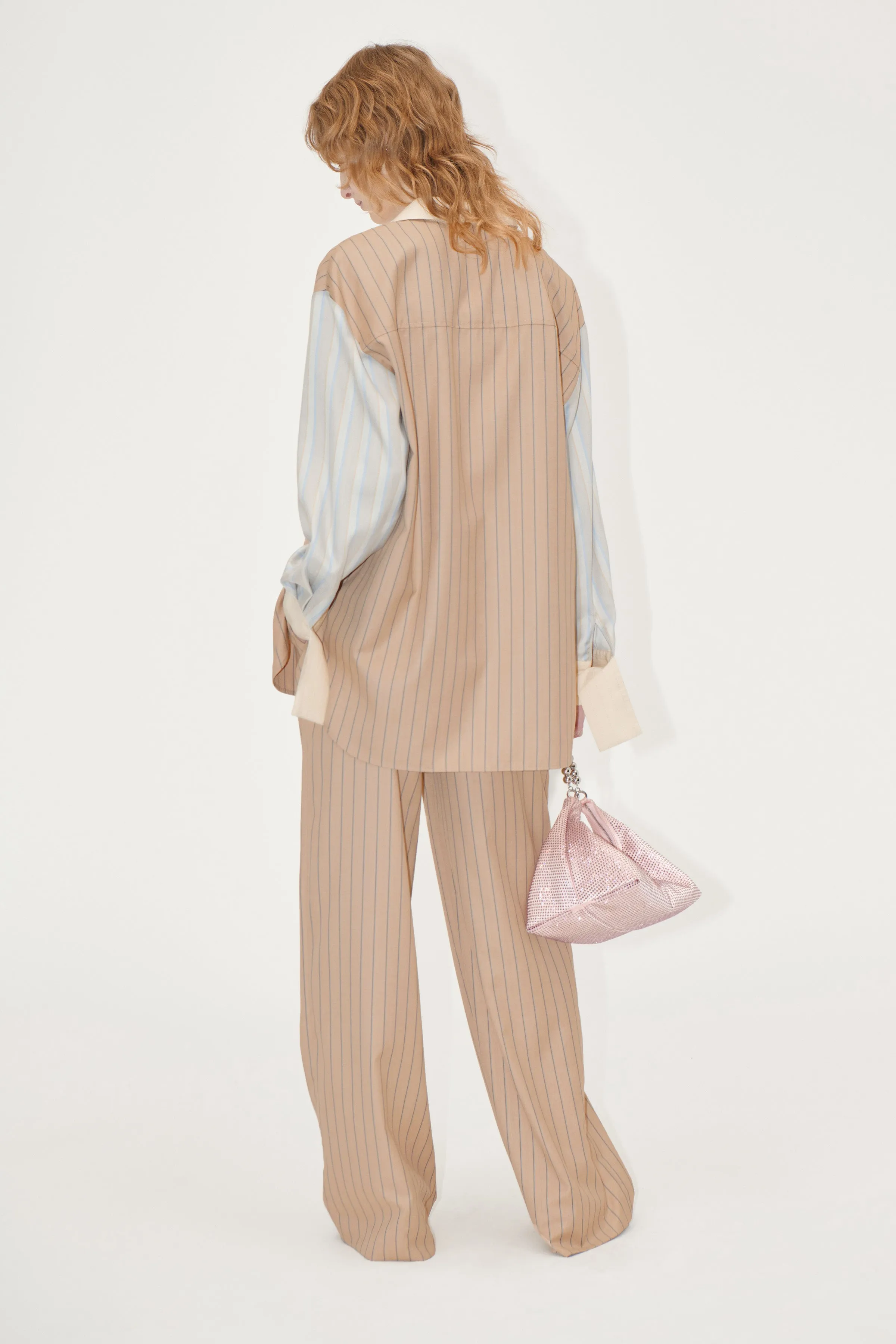 Reversed Wide Leg Pants - Multi Stripes