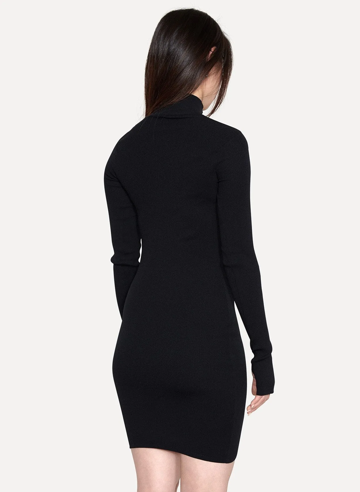 Ribbed Turtleneck Dress Black