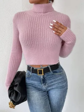 Ribbed Turtleneck Long Sleeve Sweater