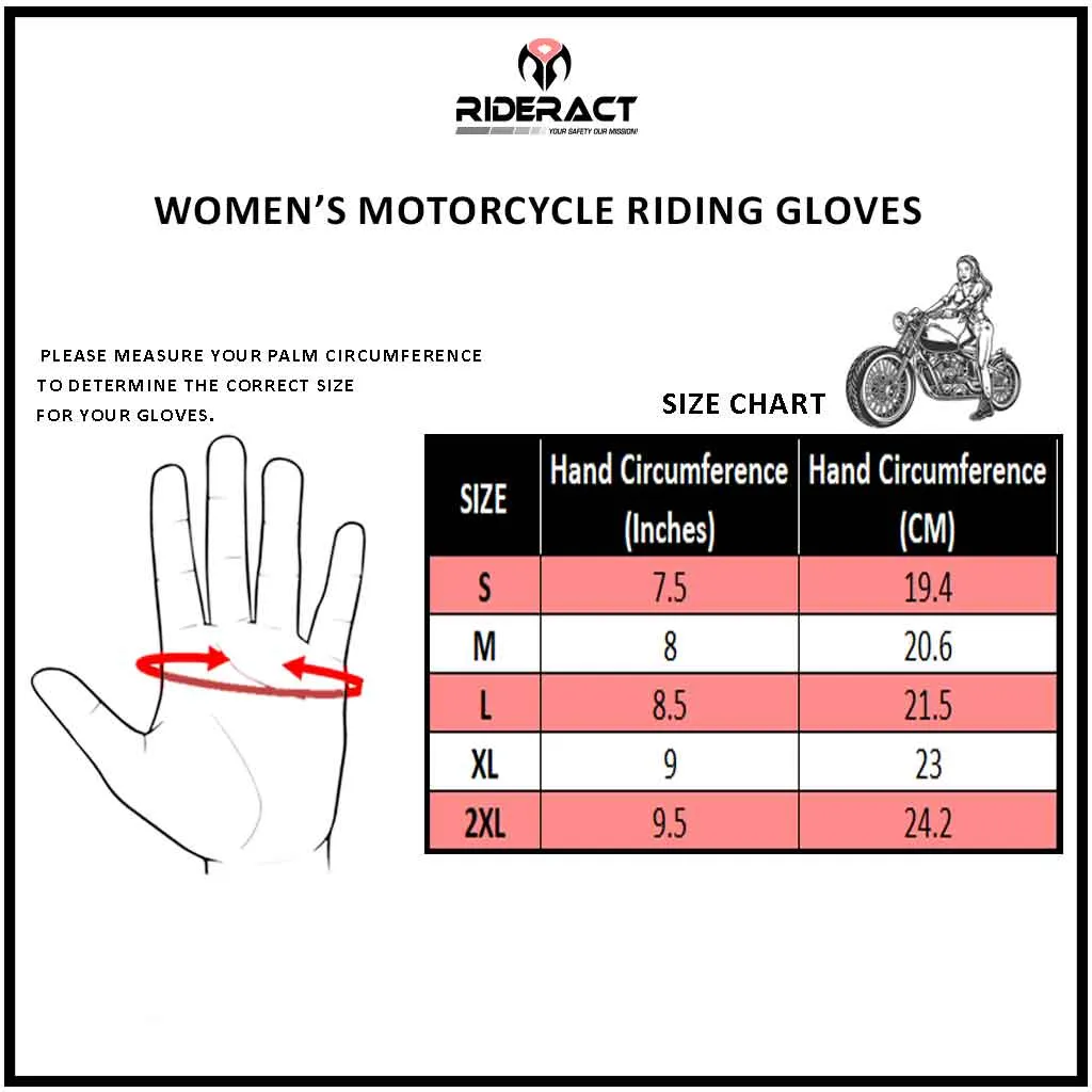 RIDERACT® Women Motorbike Gloves Leather Classic S1 Ladies Motorcycle Gloves