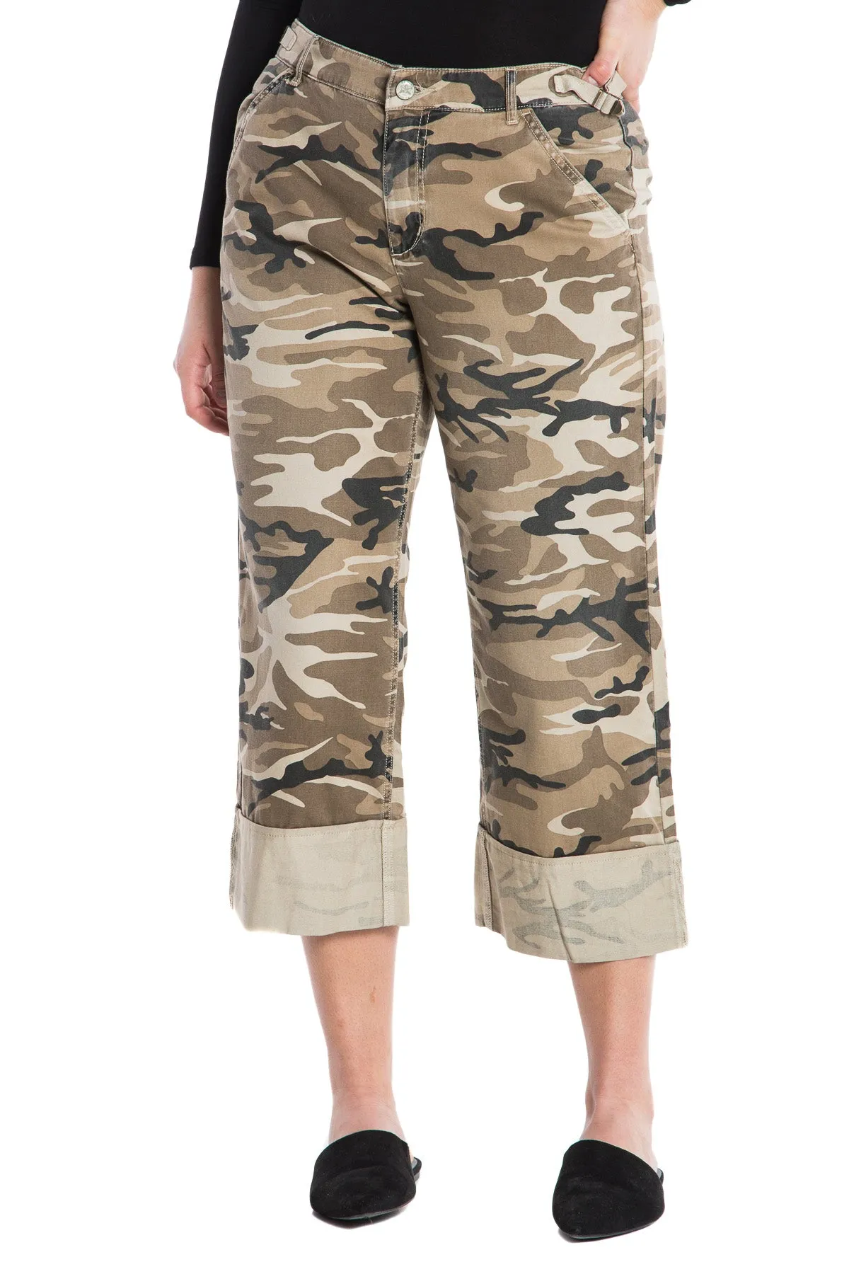 Rolled crop pants in Aztec Camo