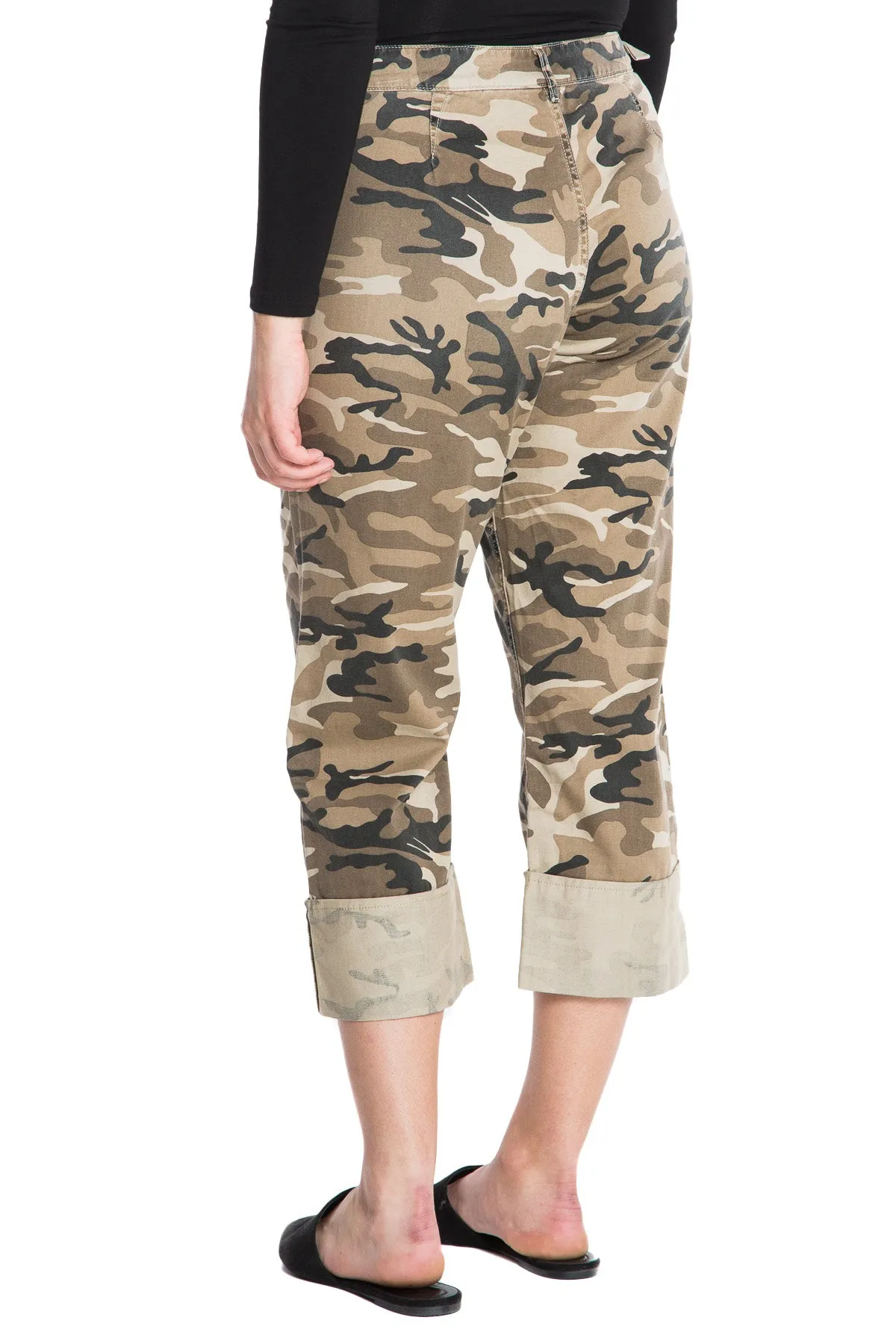 Rolled crop pants in Aztec Camo