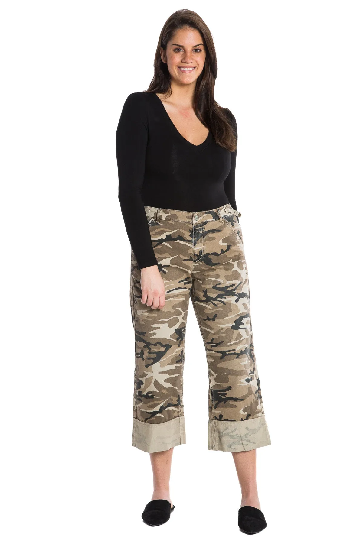 Rolled crop pants in Aztec Camo