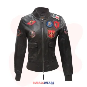 RW Authentic Sheepskin TopGun Bomber Jacket For Women