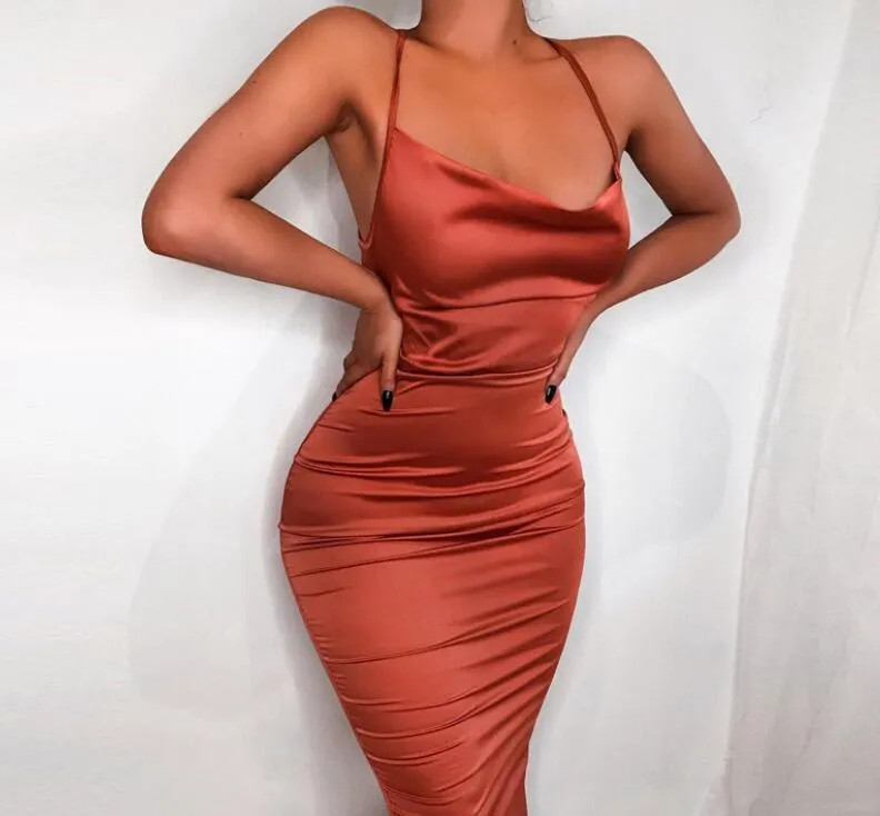 Satin Elegance Midi Dress - Culture Heaven Special