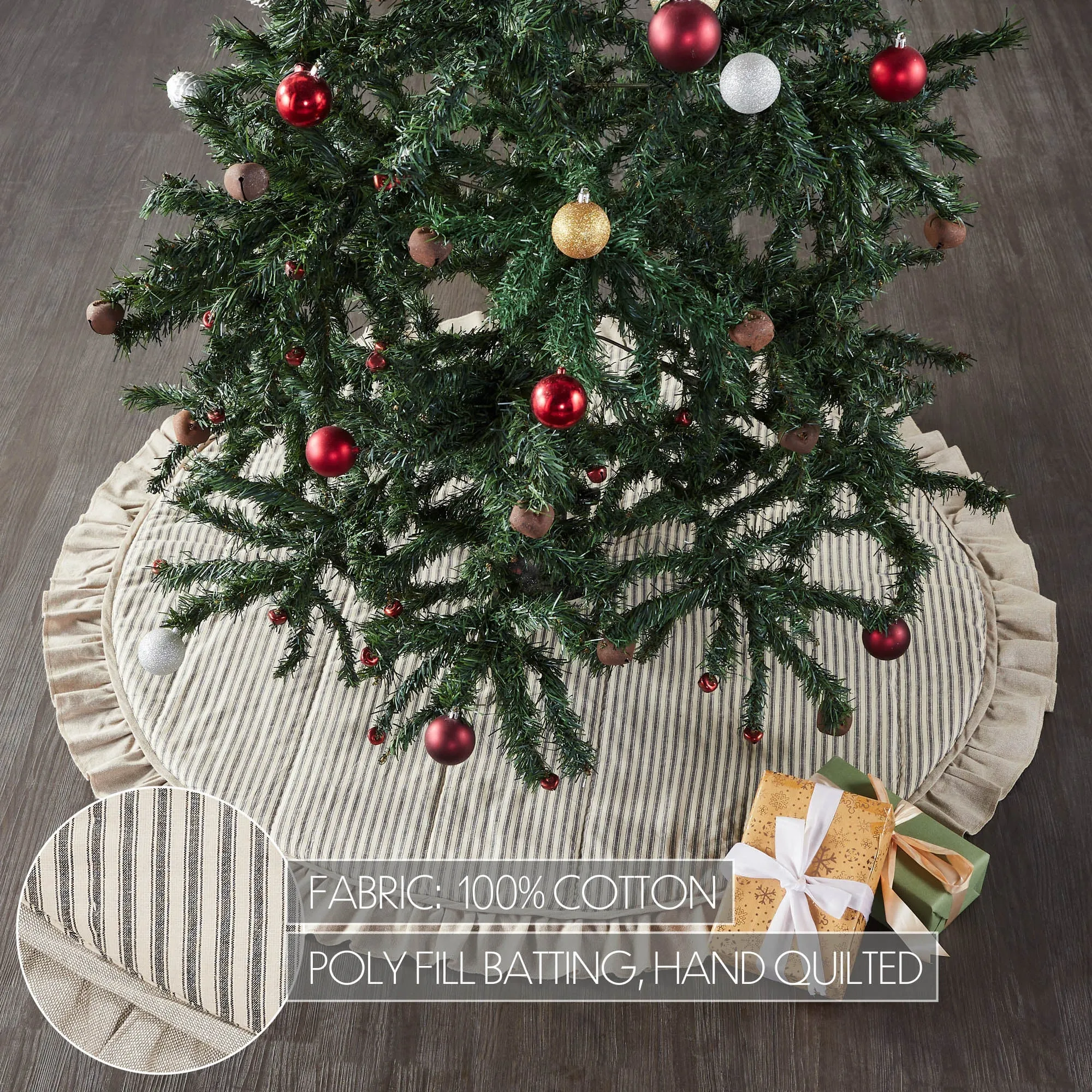 Sawyer Mill Charcoal Ticking Stripe Tree Skirt 48