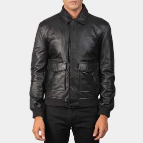 Shop Best Style Genuine Coffman Real Leather Black Bomber Jacket