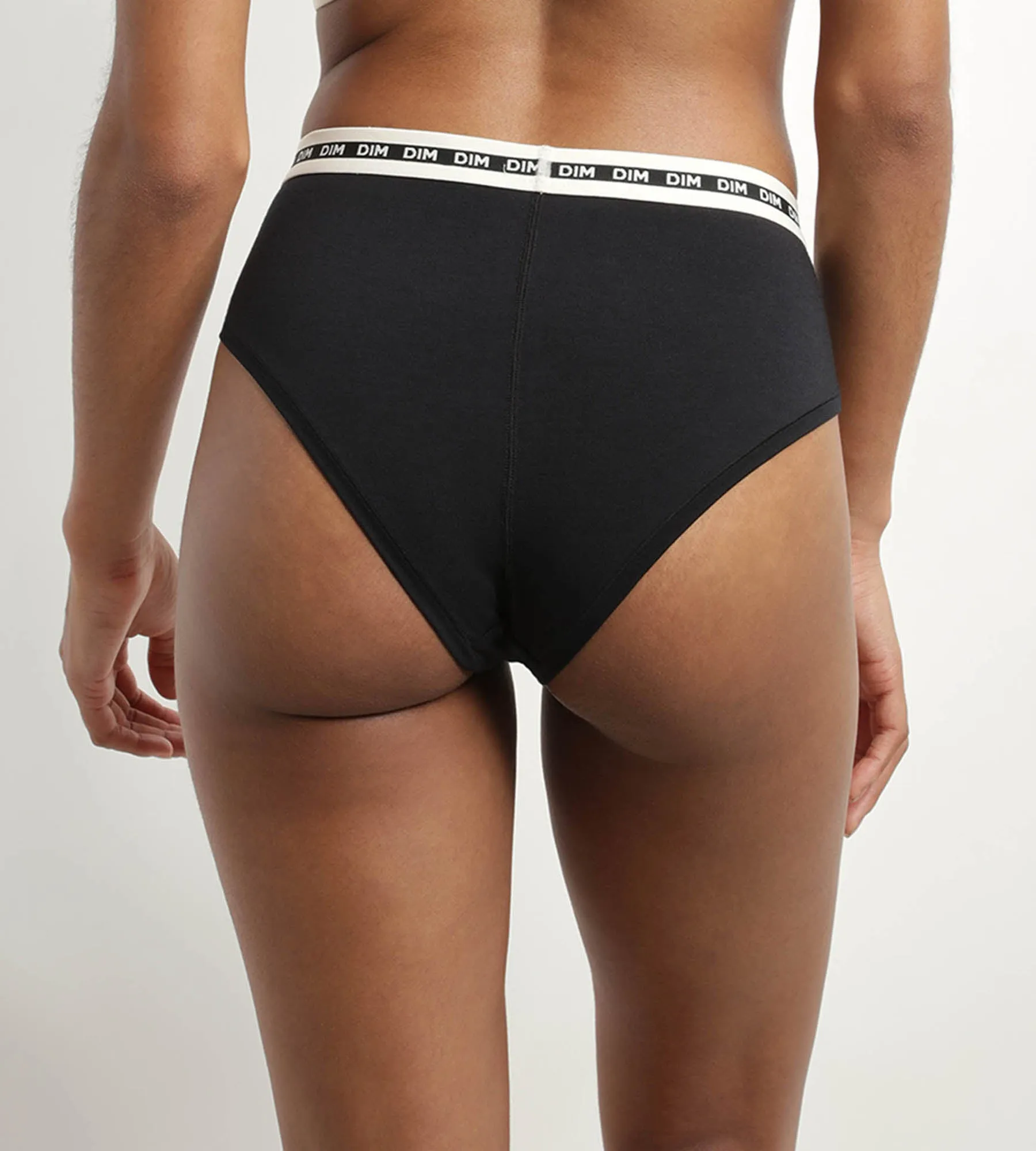 Shorty femme coton modal Noir à ceinture contrastée Dim Icons Essentiel