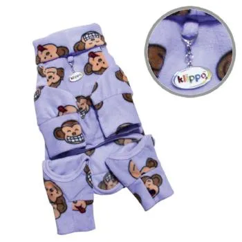 Silly Monkey Fleece Turtleneck Dog Pajamas - Lavender