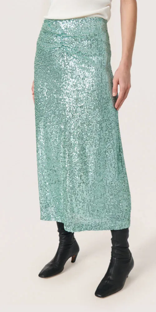 Soaked in Luxury Sequin Midi Skirt, pale aqua