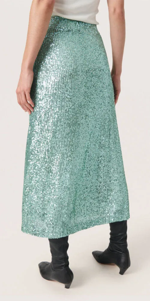 Soaked in Luxury Sequin Midi Skirt, pale aqua