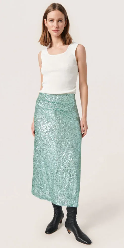 Soaked in Luxury Sequin Midi Skirt, pale aqua