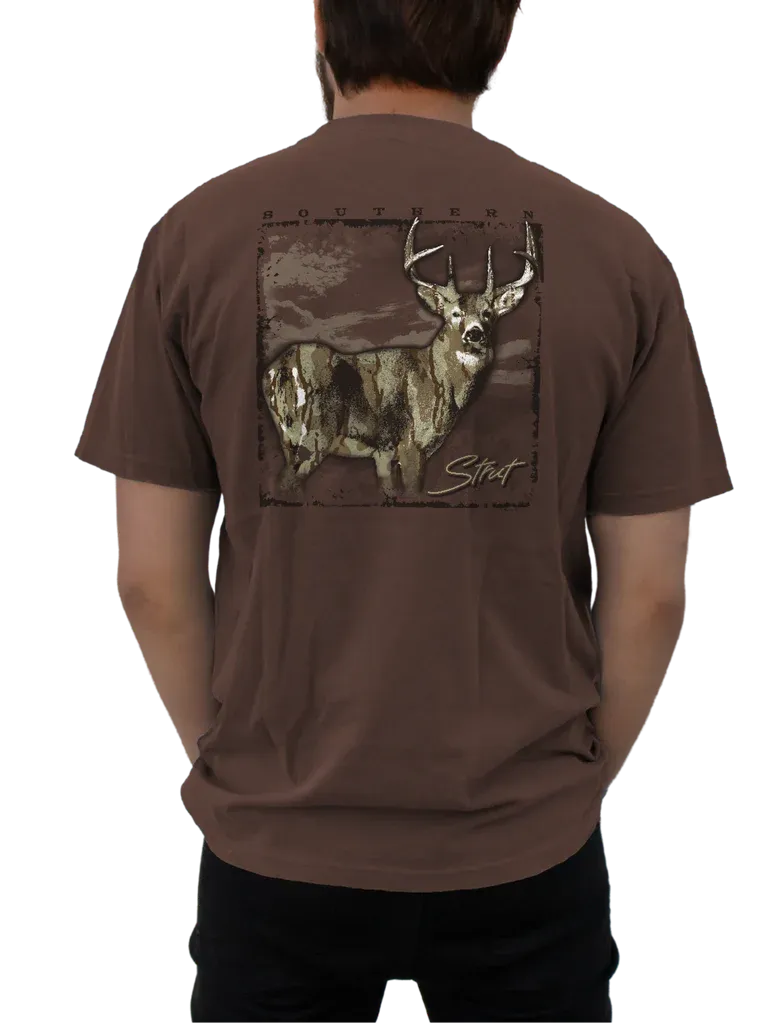 Southern Strut Camo Deer Tee in Espresso